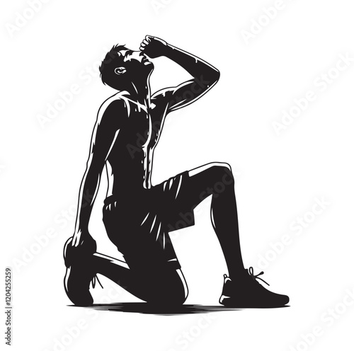 Exhausted athlete silhouette vector illustration