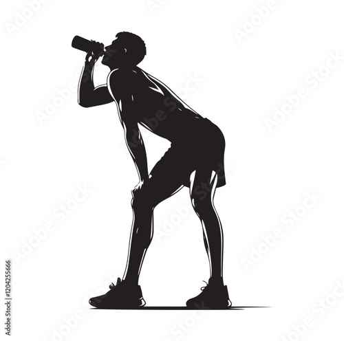 Exhausted athlete silhouette vector illustration