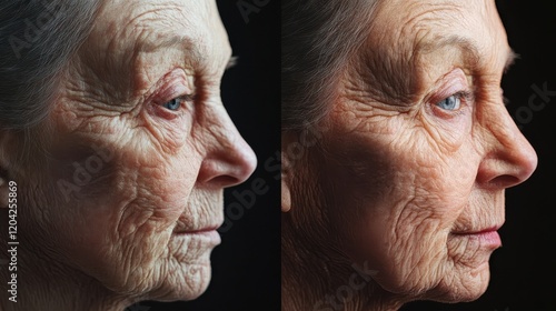 Beauty interventions in aging emphasize skin elasticity and fine lines reduction in life stage portraits. photo