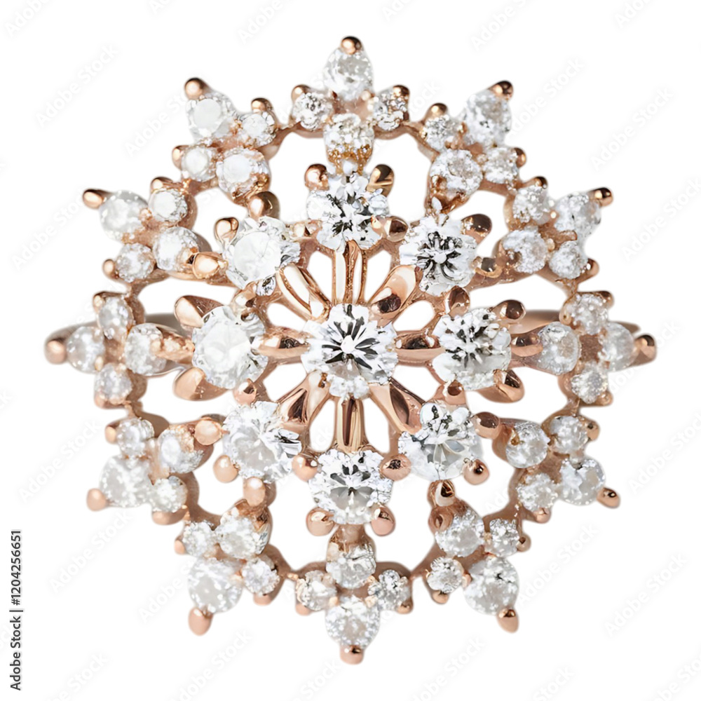 Snowflake-Inspired Diamond Gold Statement Ring Snowflake-Inspired Diamond Gold Statement Ring