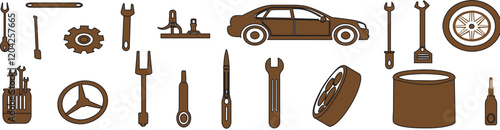 Car maintenance and repair icons