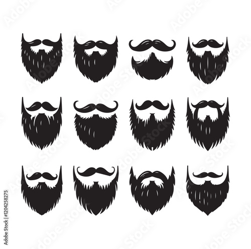 Set of mens beard silhouette vector illustration