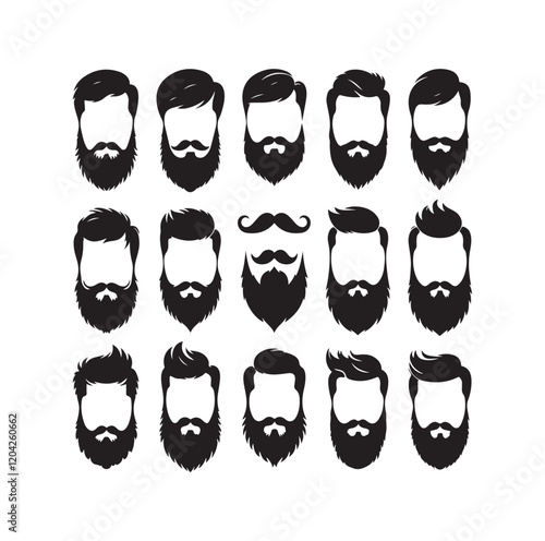 Set of mens beard silhouette vector illustration