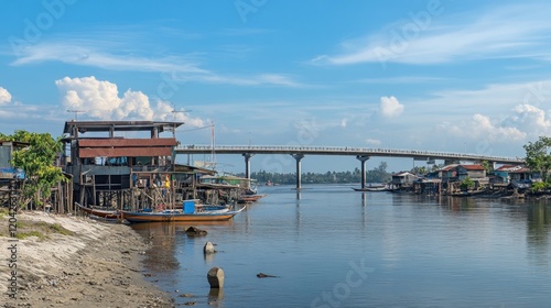 Kendari, Indonesia - December 05 2020: Kendari Bay Bridge (Jembatan Teluk Kendari) is a bridge that connecting the Kota Lama port area with the Bungkutoko Island side photo