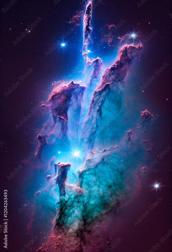 Obraz premium Fantasy Space Nebula Pillars of My Creation AI