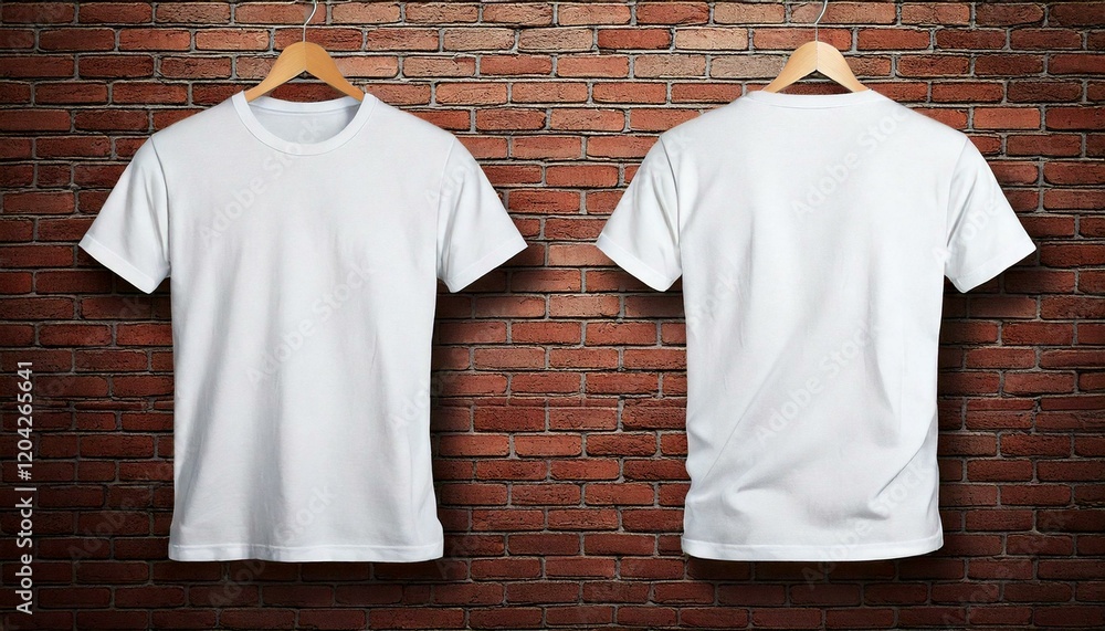blank white t-shirt on a brick wall backdrop