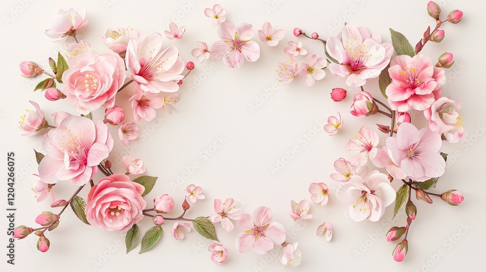 Elegant Floral Arrangement with Soft Pink Petals and Green Leaves Elegant Floral Arrangement with Soft Pink Petals and Green Leaves