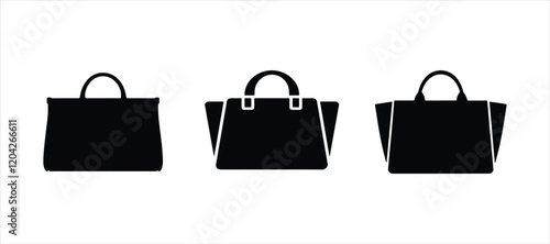 hand bag set illustration on white background. hand bag vector art black color.
