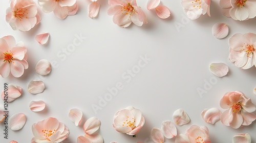Delicate Pink Flower Petals on a Soft White Background