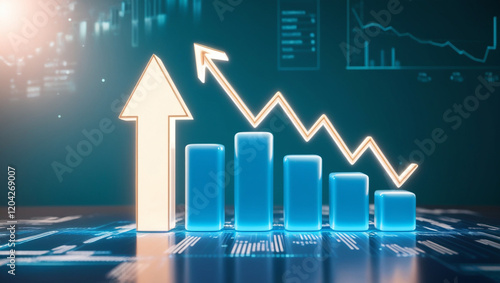 business graph with arrow on top