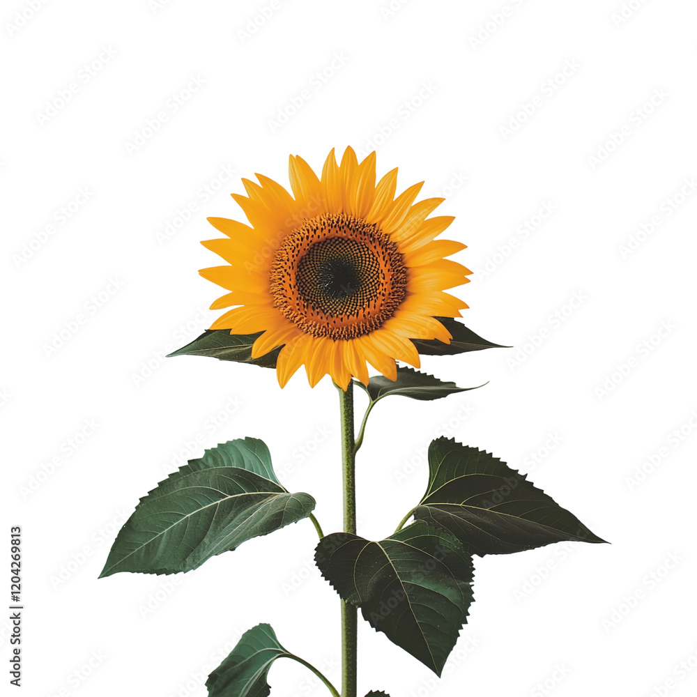 Obraz premium Sunflower isolated on a transparent background, png image, cut out