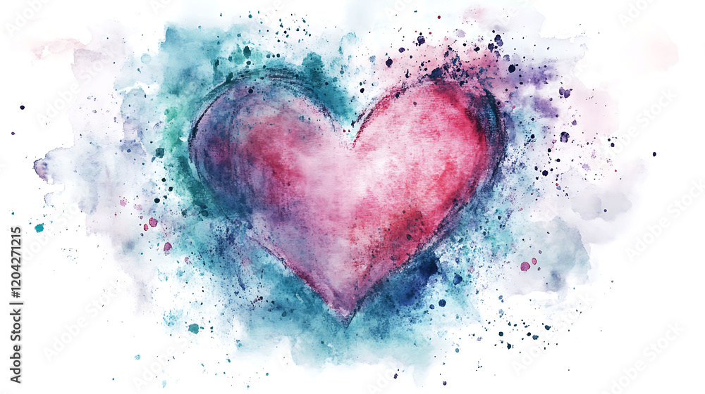 Splashy watercolor Valentine’s Day heart with artistic blue and pink tones, celebrating love, creativity, and romance in a dreamy and beautiful abstract style Splashy watercolor Valentine’s Day heart with artistic blue and pink tones, celebrating love, creativity, and romance in a dreamy and beautiful abstract style
