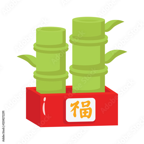 Decorative green bamboo plant symbolizing growth and prosperity