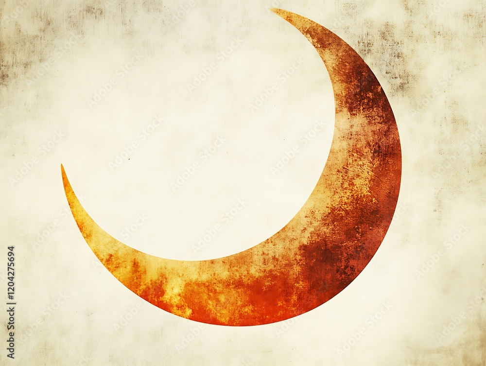 Grunge textured crescent moon artistic design