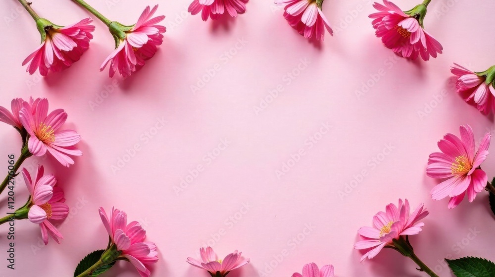 Pink Delicate Blooms Encircling a Pastel Background, Perfect for Springtime Greetings or Feminine Designs Pink Delicate Blooms Encircling a Pastel Background, Perfect for Springtime Greetings or Feminine Designs