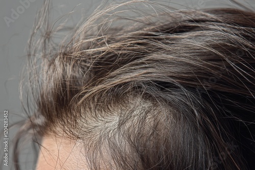 Woman expressing frustration due to brittle hair and dandruff, highlighting hair care challenges and personal grooming issues photo