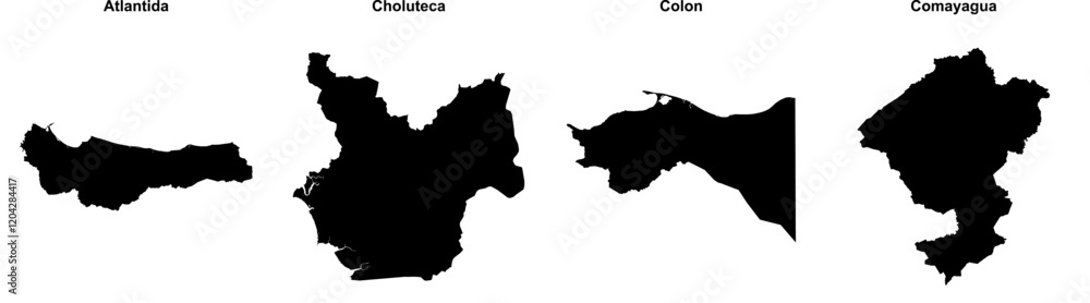 Atlantida, Choluteca, Colon, Comayagua outline maps Atlantida, Choluteca, Colon, Comayagua outline maps