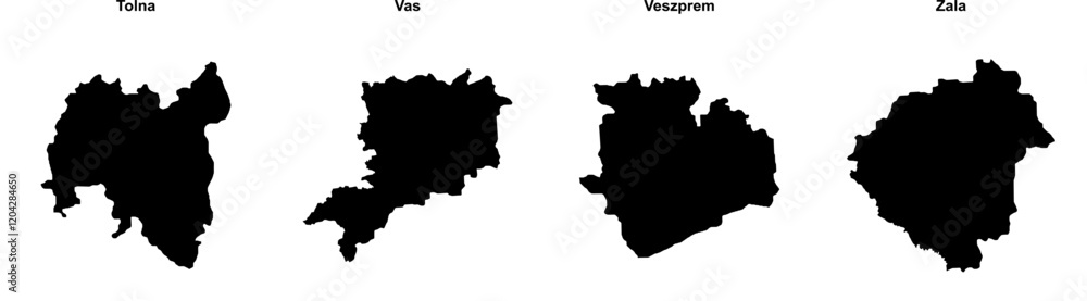 Tolna, Vas, Veszprem, Zala outline maps Tolna, Vas, Veszprem, Zala outline maps