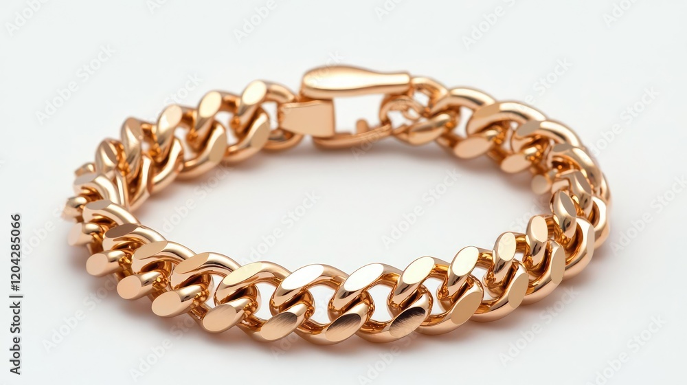 Gold chain bracelet on white background, jewelry photography for online store Gold chain bracelet on white background, jewelry photography for online store