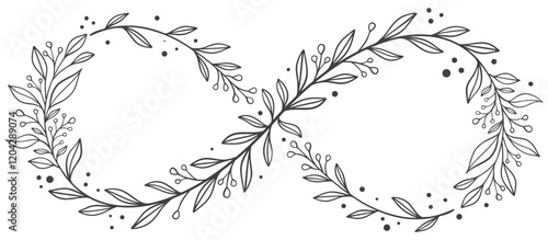 Floral infinity hand drawn vector illustration