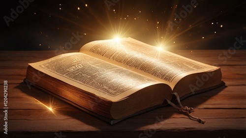 The Holy Bible bathed in sunlight, creating a stunning lens flare effect.