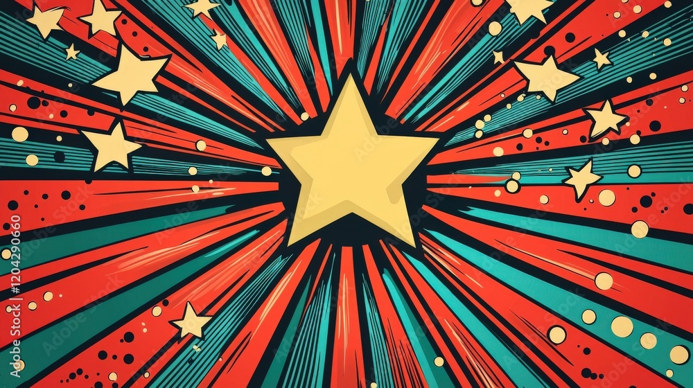 Fototapeta premium Bold Comic Inspired Design with Star and Dynamic Background Elements