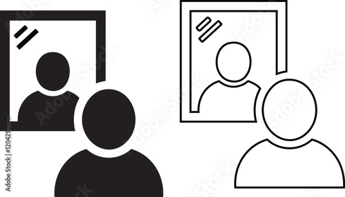 Vector man looking at mirror icon illustration 