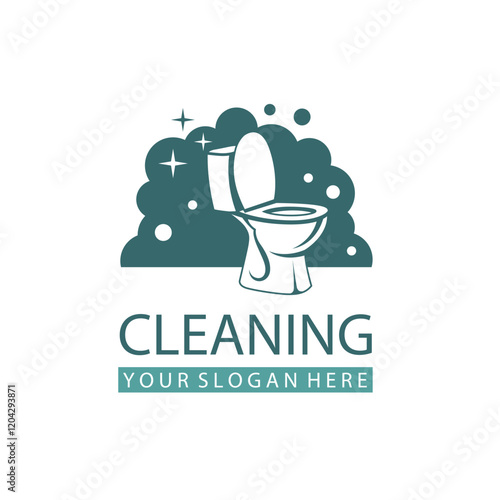 cleaning service design with toilet bowl isolated on white background