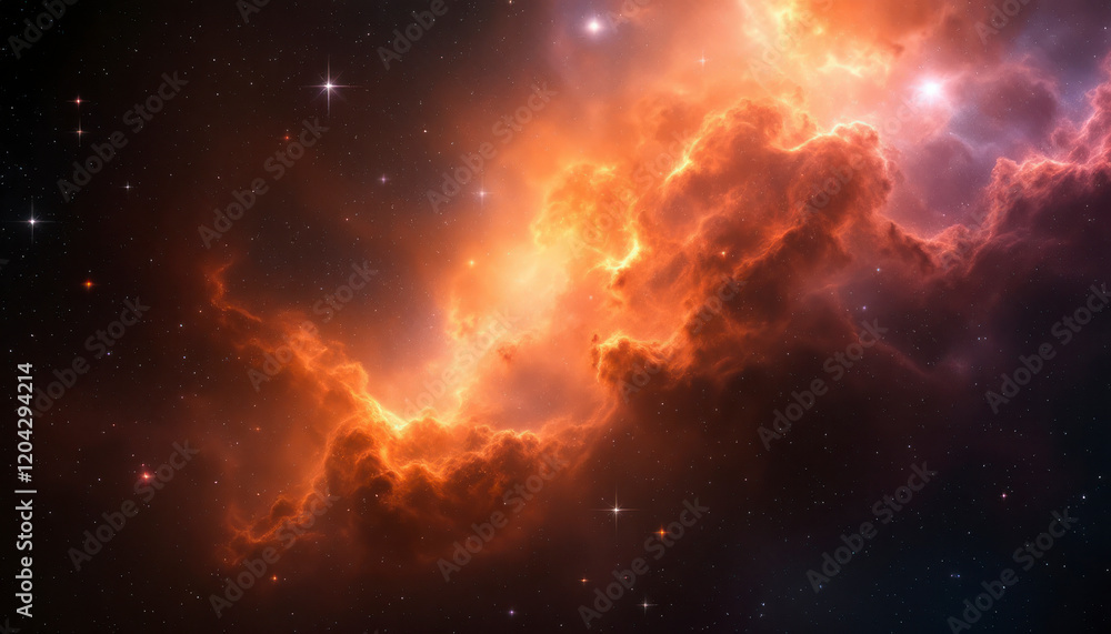 Obraz premium Fiery Nebula Space Wallpaper Stunning Cosmic Cloudscape