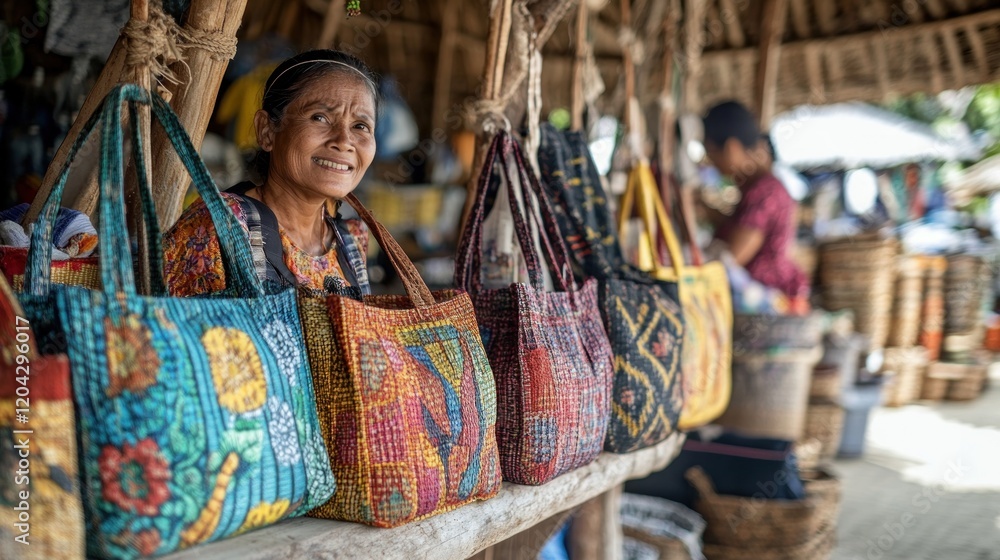 Fototapeta premium Handmade bags made by Sade village residents