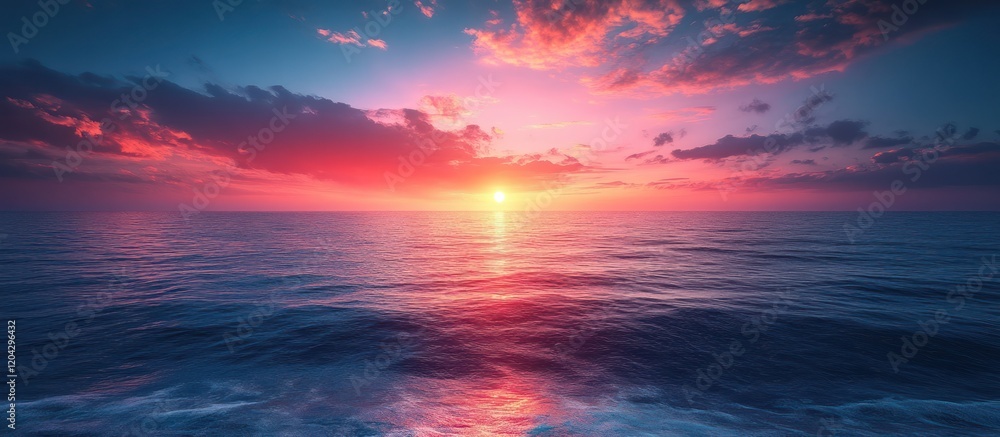 Fototapeta premium Vibrant sunset over calm ocean water. (1)