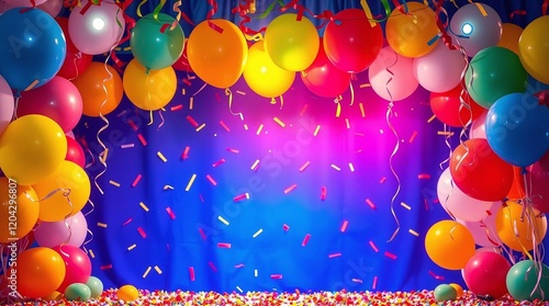 Wallpaper Mural birthday party background with balloons and confetti Torontodigital.ca