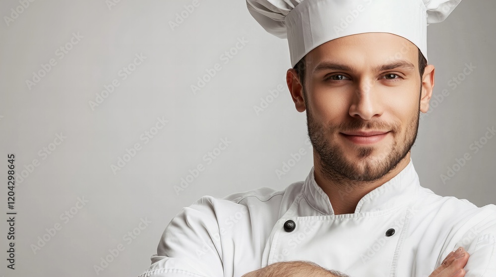 Portrait of a smiling chef posing against a white background, showcasing the concept of the art of cooking and food business. This image highlights the professional nature of culinary expertise. Portrait of a smiling chef posing against a white background, showcasing the concept of the art of cooking and food business. This image highlights the professional nature of culinary expertise.