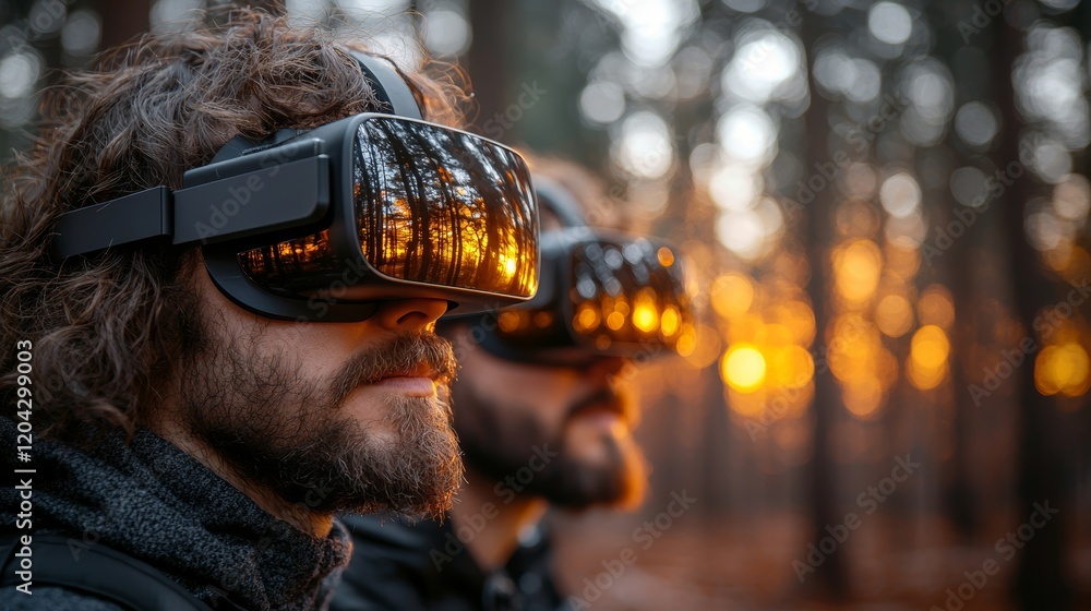 Farmers in a field wear augmented reality glasses to evaluate and monitor crop health, growth, and data through cutting-edge precision agriculture techniques Farmers in a field wear augmented reality glasses to evaluate and monitor crop health, growth, and data through cutting-edge precision agriculture techniques