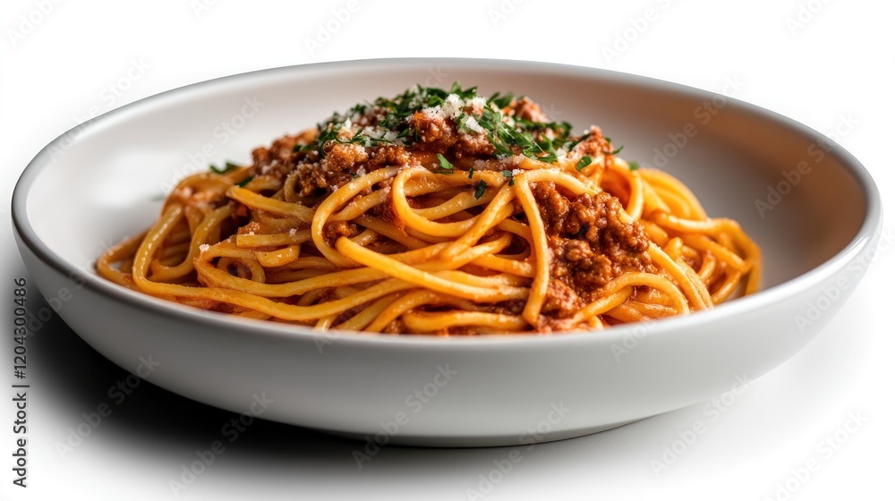 Delicious Spaghetti Bolognese in a White Bowl Delicious Spaghetti Bolognese in a White Bowl