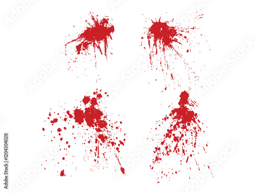 vector red blood splatters set on white background