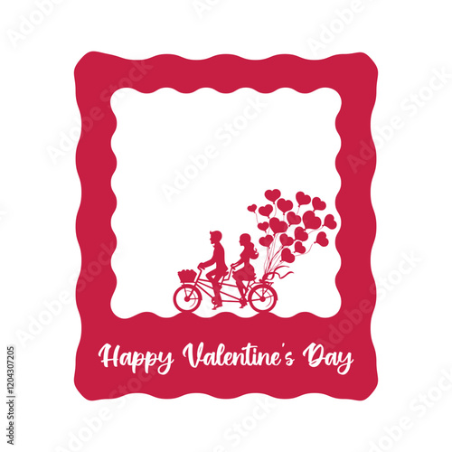 Happy Valentine's Day Photo Frame Photocall Border Blank Cut Out Transparent Vector.