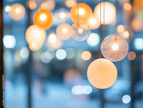 Wallpaper Mural Hanging Pendant Lights with Warm Bokeh Effect in Modern Interior Design Torontodigital.ca