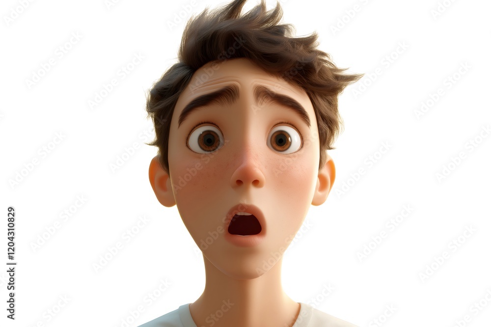 3d of a surprised teenager looking up with wide open eyes and mouth against white background, expressing astonishment and shock 3d of a surprised teenager looking up with wide open eyes and mouth against white background, expressing astonishment and shock