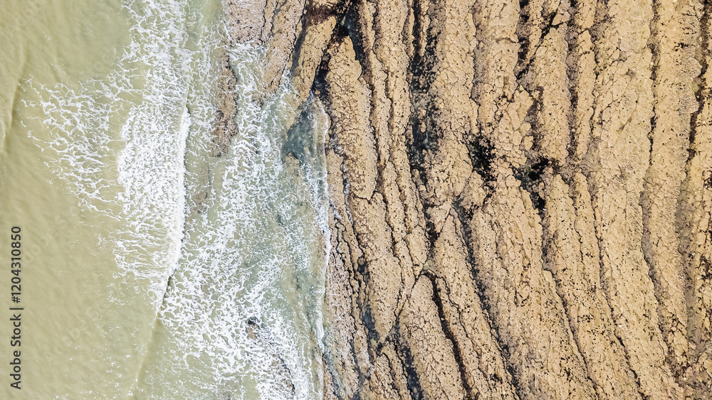 Drone view of Ragounite beach in Jard sur Mer, Vendee, France on a spring day
