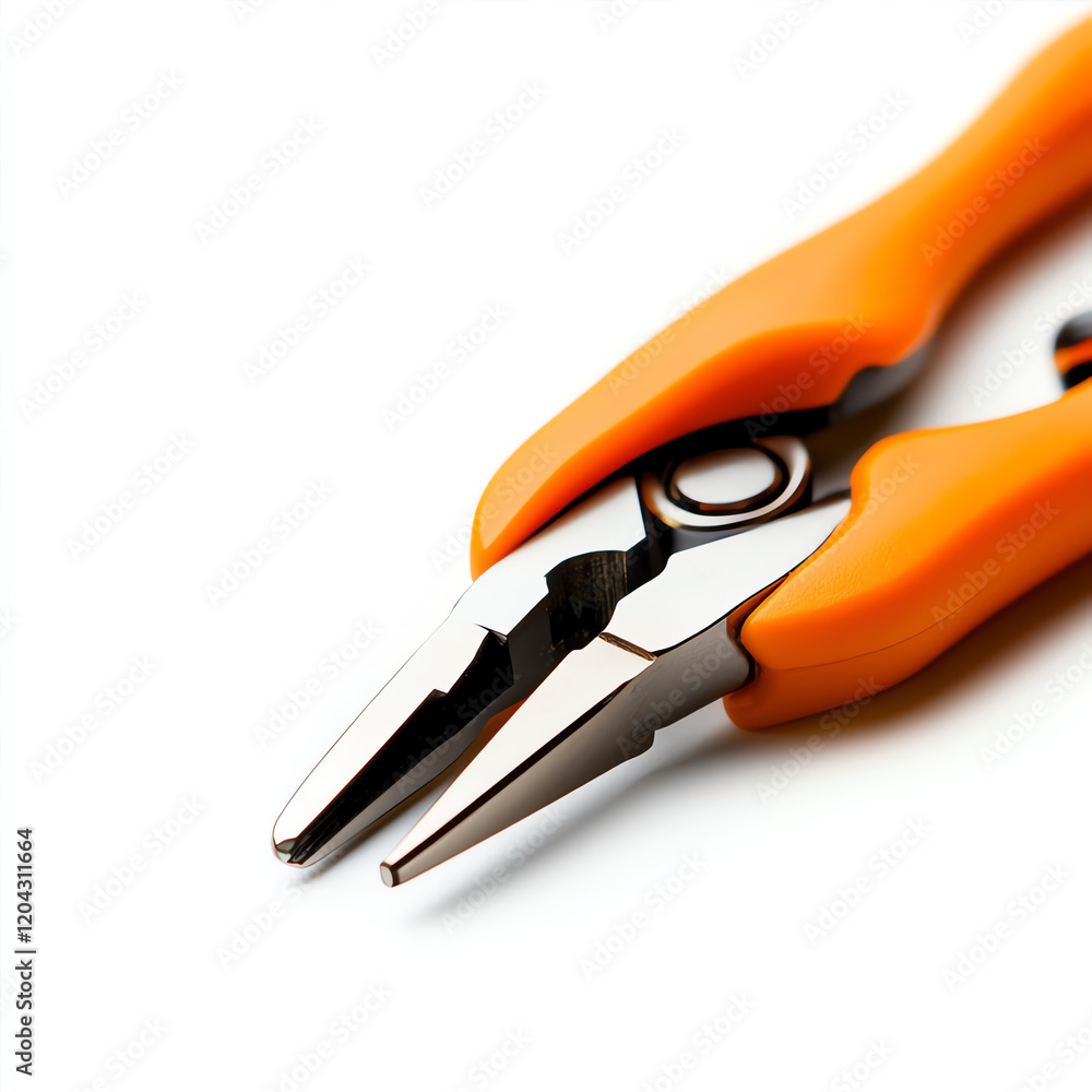 A close-up shot of orange-handled pliers, a versatile tool used in various industries for gripping and manipulating objects. A close-up shot of orange-handled pliers, a versatile tool used in various industries for gripping and manipulating objects.