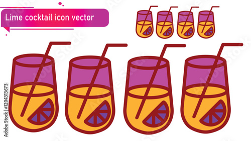 Lime cocktail icon vector