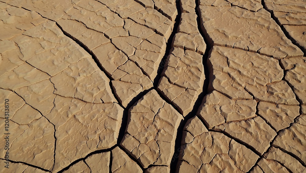 Aerial View of Cracked Earth in a Barren Desert Aerial View of Cracked Earth in a Barren Desert