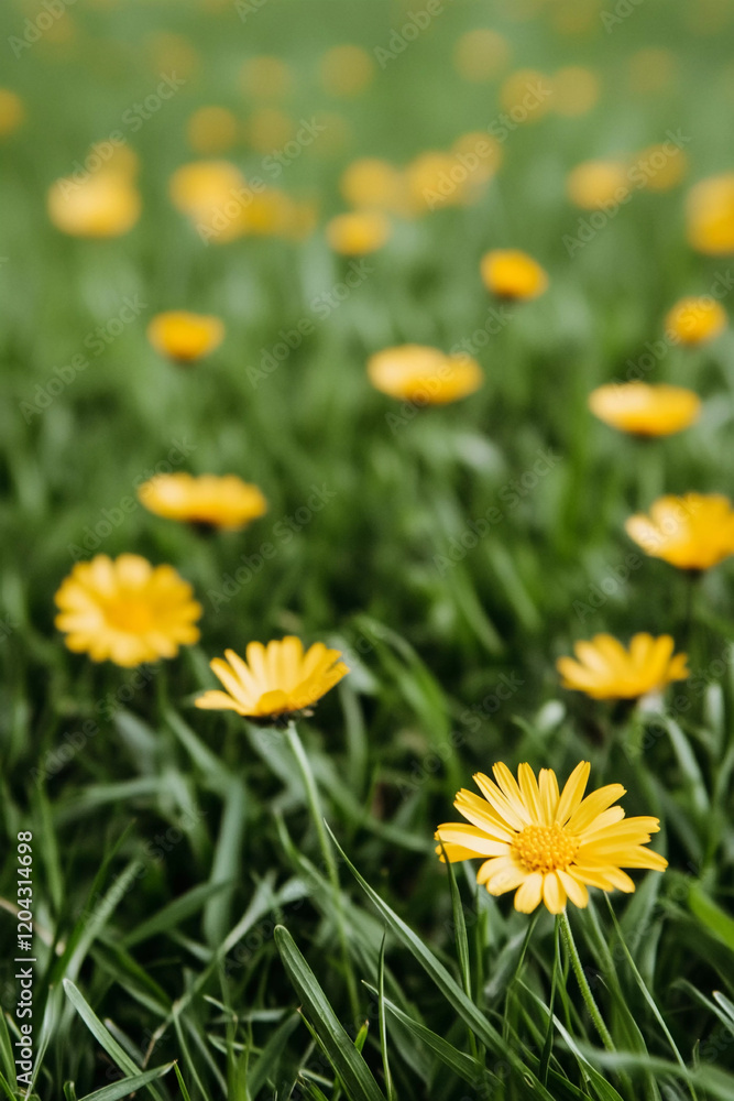 Yellow flowers in the grass. Yellow flowers in the grass.