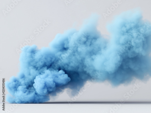 Blue Smoke Cloud in Minimalist Background for Trendy Abstract Art