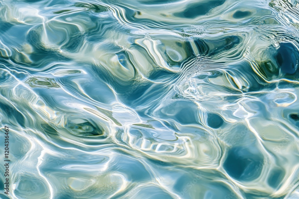 Obraz premium Close-up of clear blue water with gentle ripples and reflections capturing the fluidity and calmness of water
