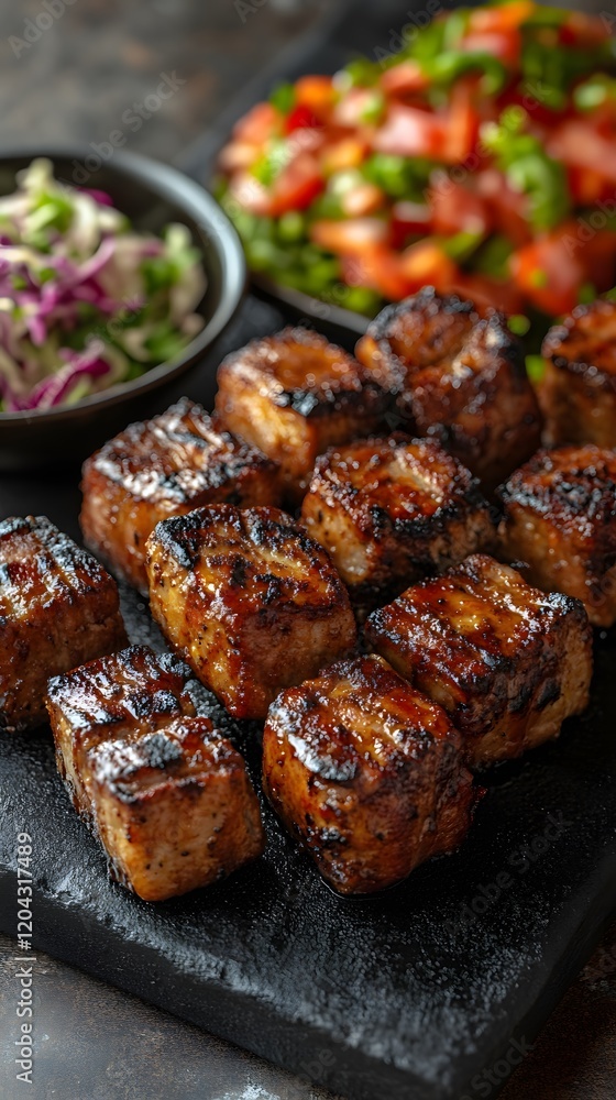 Celebrating Culinary Traditions: Haitian Griot and Flavorful Spicy Slaw on a Traditional Tray Celebrating Culinary Traditions: Haitian Griot and Flavorful Spicy Slaw on a Traditional Tray