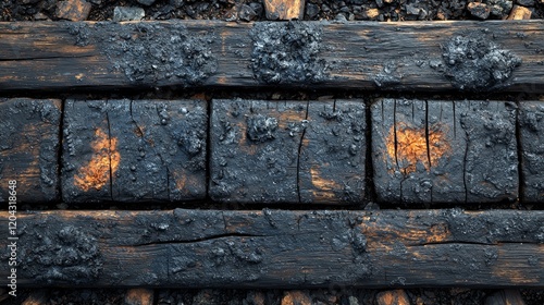 An image depicting weathered wooden planks adorned with intricate natural patterns and a blend of earthy tones, highlighting the aesthetic allure of aged wood and its artistic charm photo