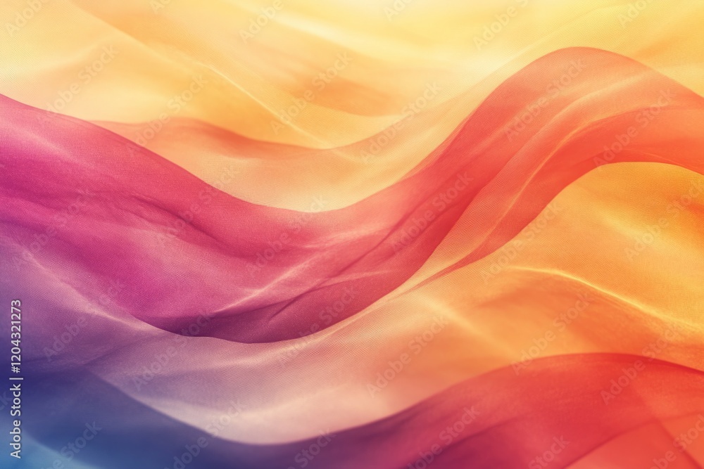 Obraz premium Smooth elegant colorful fabric forming waves, creating an abstract textile background