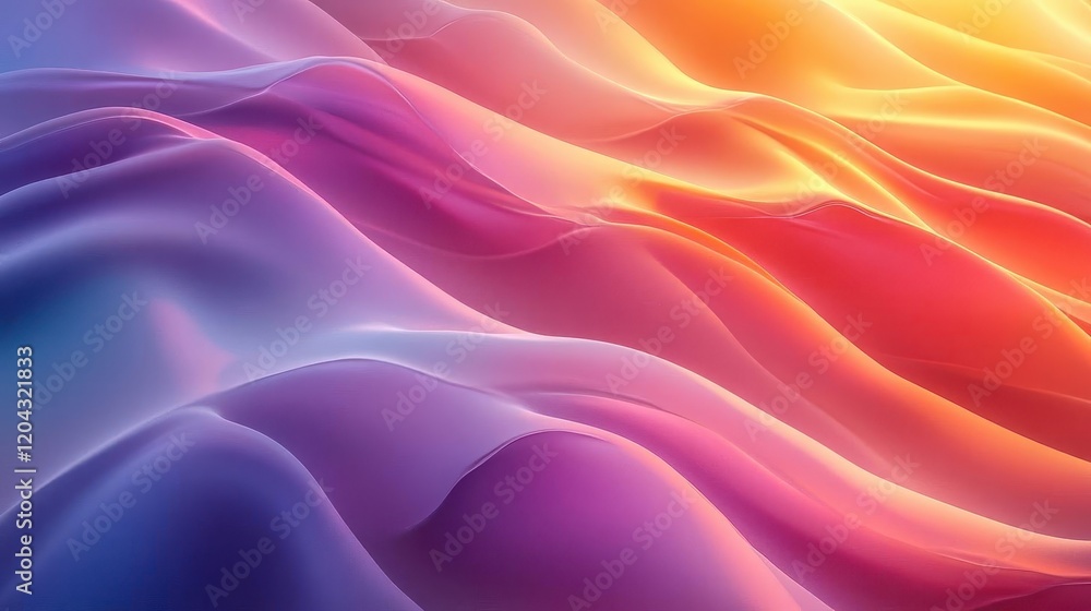 Obraz premium Gradient wave design, close-up of flowing gradient colors, soft lighting and smooth transitions